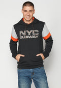 Sudadera Hombre Capucha con Bolsillo y Estampado – Koroshi Negro