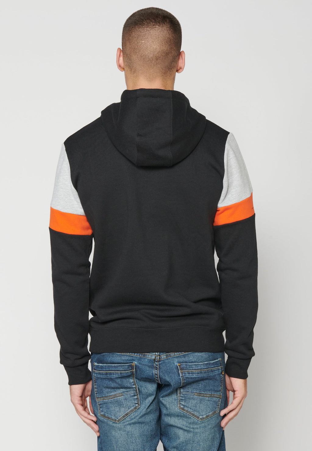 Sudadera Hombre Capucha con Bolsillo y Estampado – Koroshi Negro