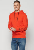 Sudadera Hombre Capucha con Bolsillo y Estampado – Koroshi Rojo