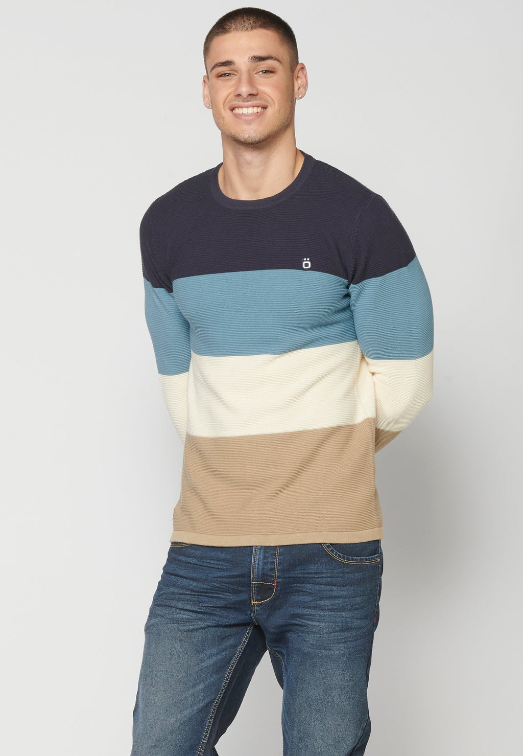 Jersey Punto Hombre Cuello Redondo a Rayas – Koroshi 2311TR01