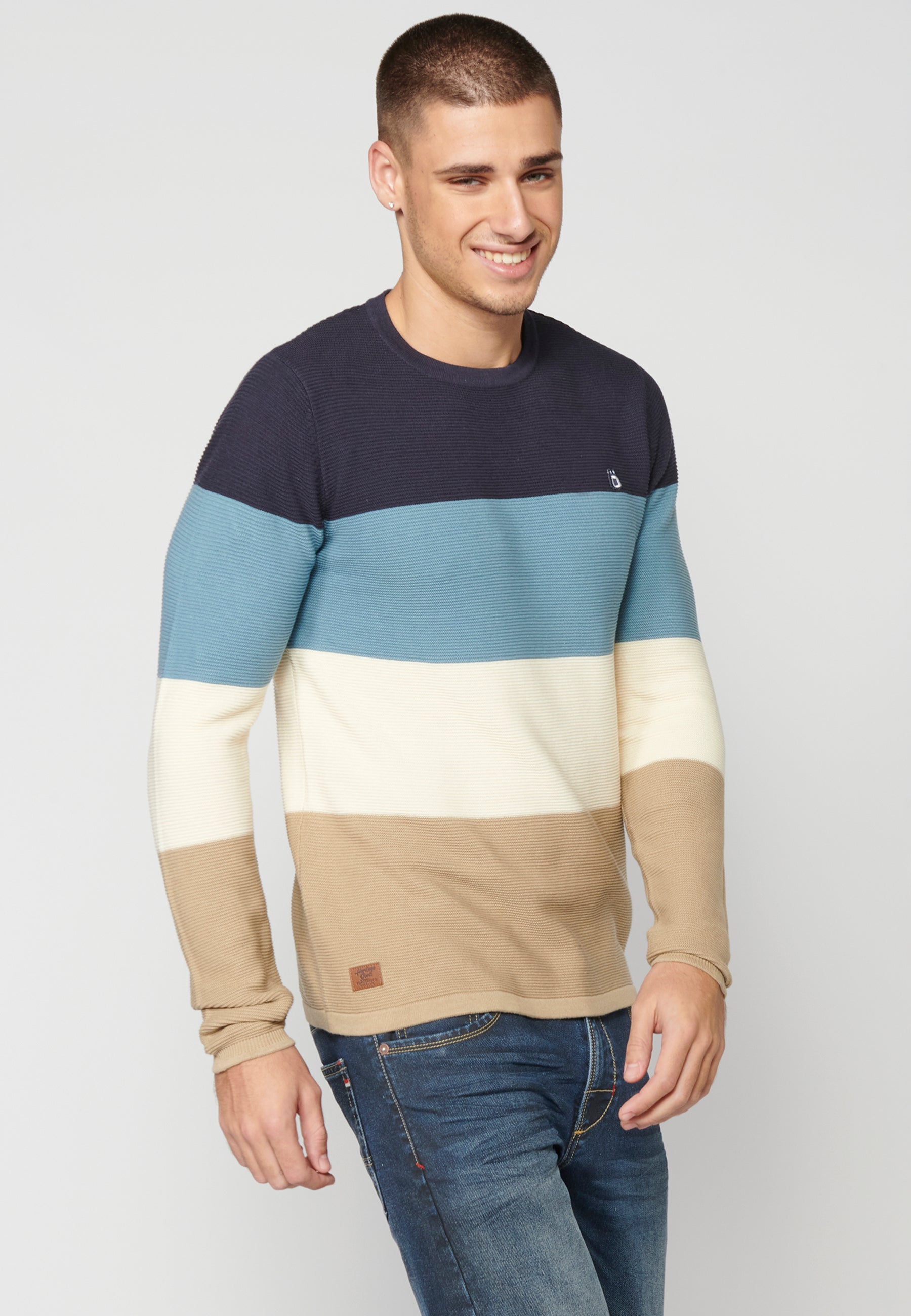 Jersey Punto Hombre Cuello Redondo a Rayas – Koroshi 2311TR01