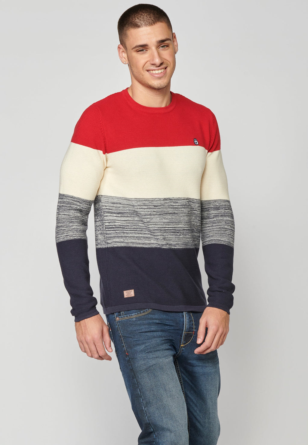 Jersey Punto Hombre Cuello Redondo a Rayas – Koroshi 2311TR01