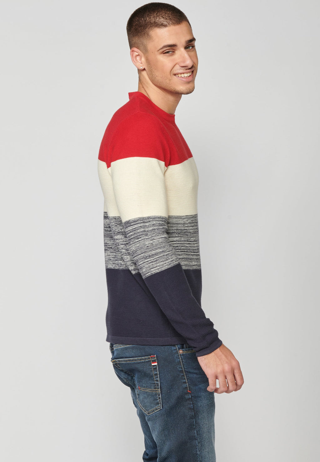 Jersey Punto Hombre Cuello Redondo a Rayas – Koroshi 2311TR01