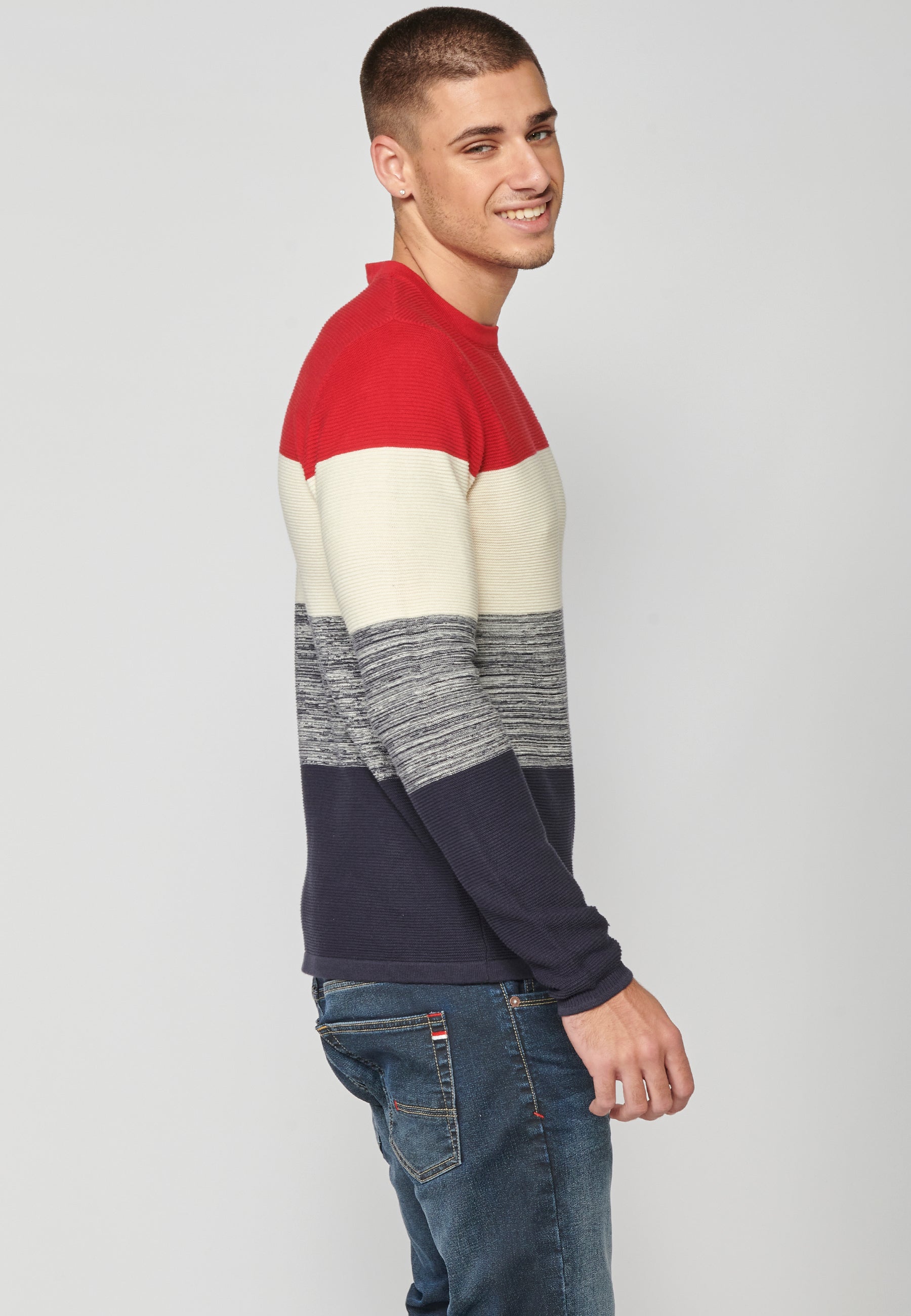 Jersey Punto Hombre Cuello Redondo a Rayas – Koroshi 2311TR01