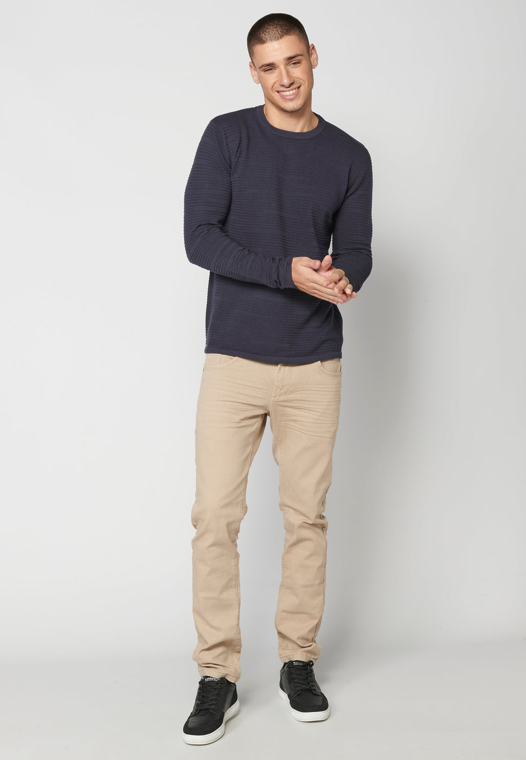 Jersey Punto Texturizado Hombre Cuello Redondo – Koroshi 2311TR33