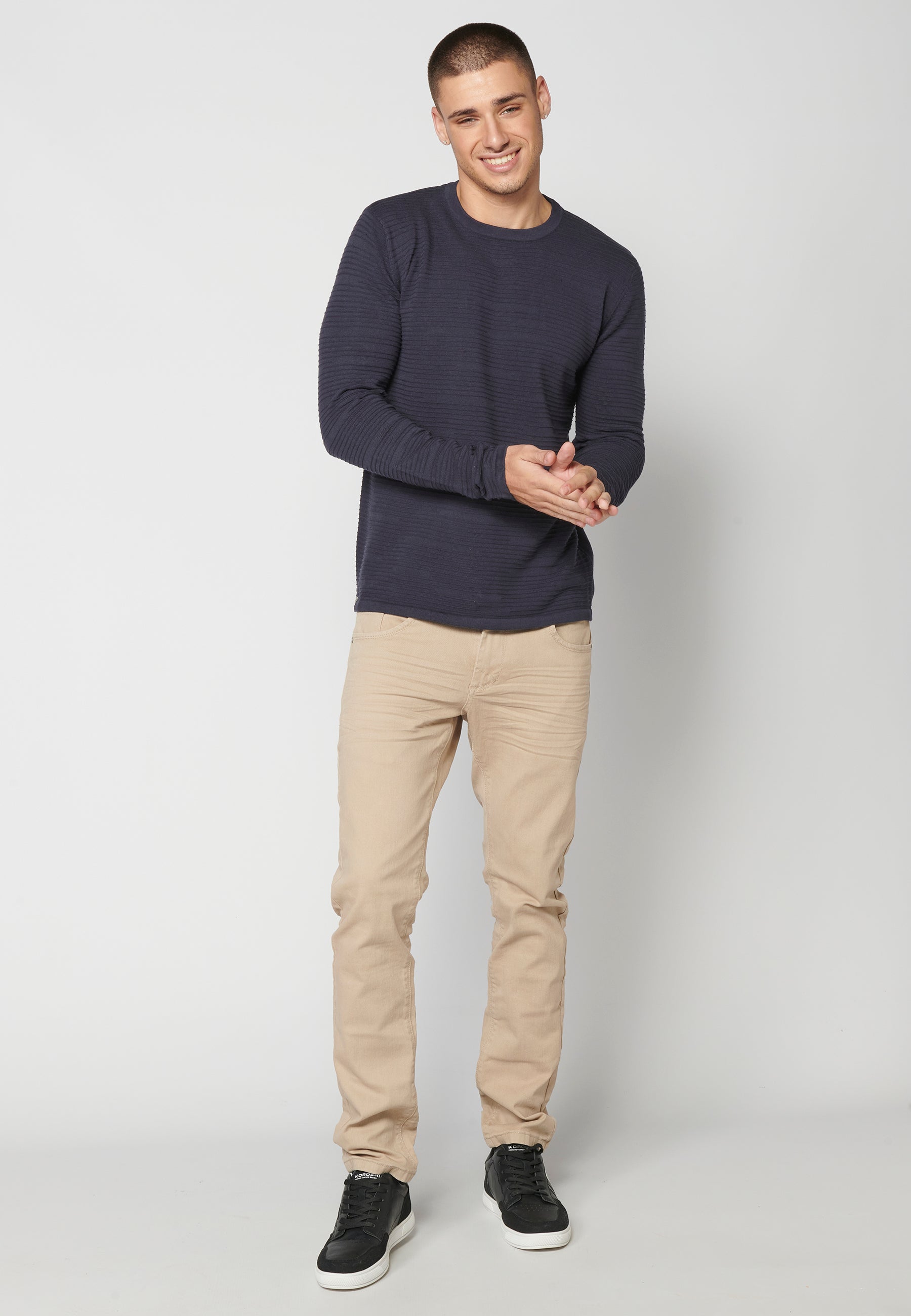 Jersey Punto Texturizado Hombre Cuello Redondo – Koroshi 2311TR33