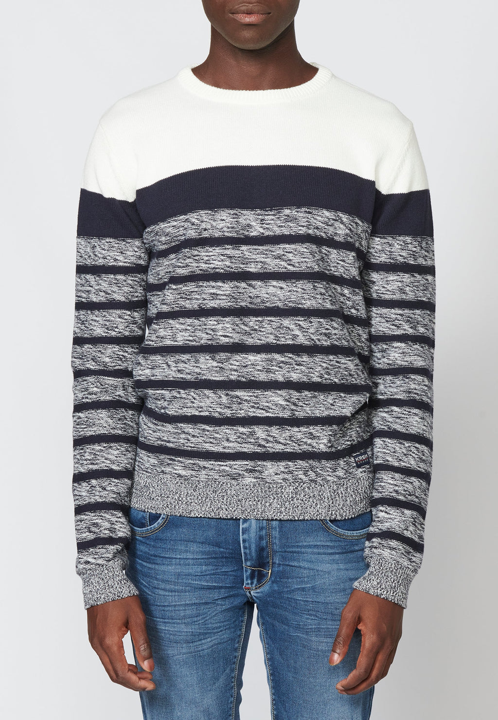Jersey Punto Hombre Cuello Redondo con Franjas – Koroshi 2311TR42