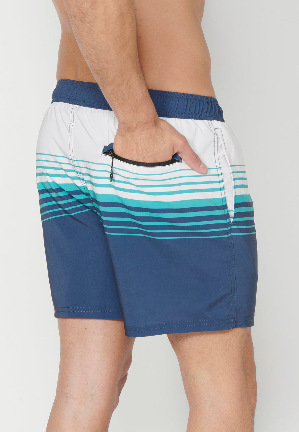 Bañador Corto Hombre a Rayas con Bolsillos – Koroshi 2311WA04