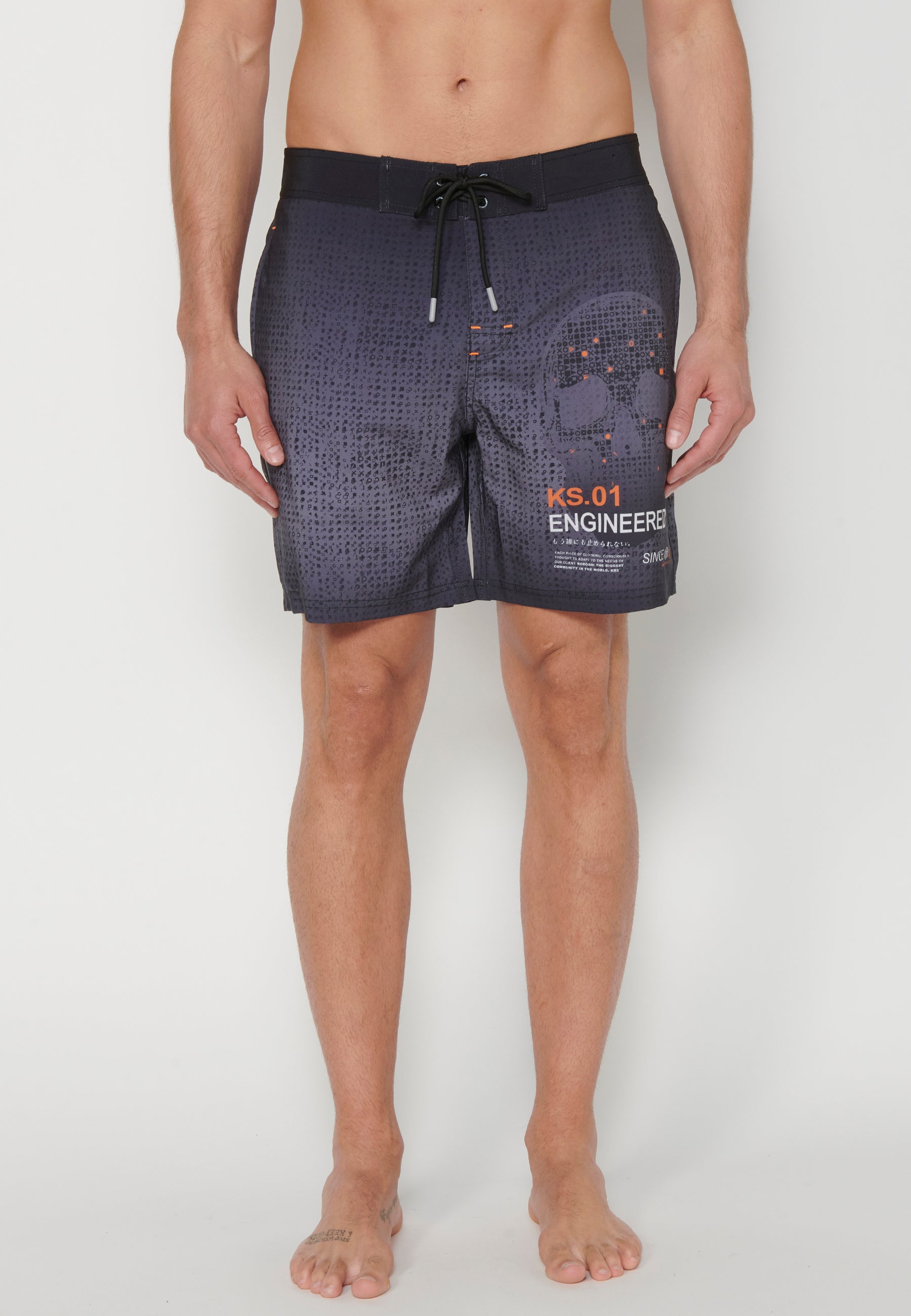 Bañador Corto Surfero Hombre con Tres Bolsillos – Koroshi Gris