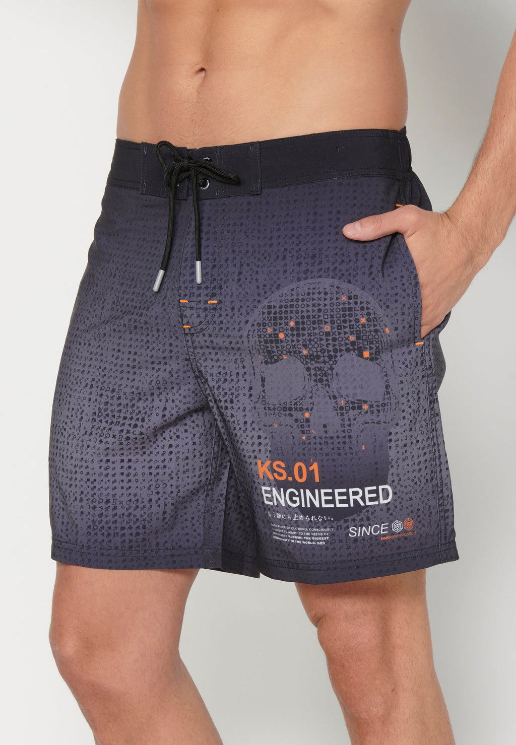 Bañador Corto Surfero Hombre con Tres Bolsillos – Koroshi Gris