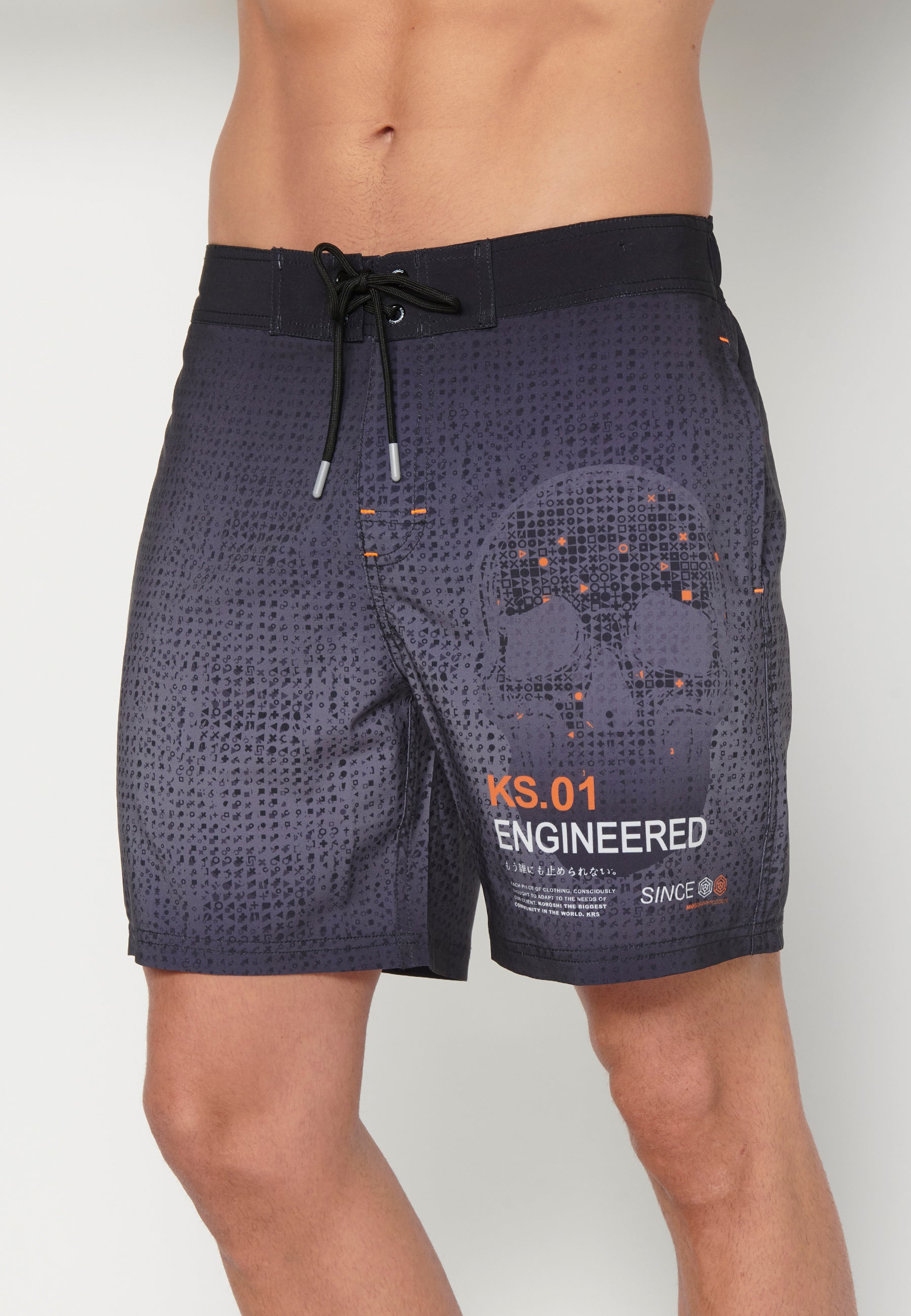 Bañador Corto Surfero Hombre con Tres Bolsillos – Koroshi Gris
