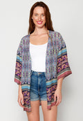 Chaqueta manga larga fluida con detalles florales multicolor para mujer | moda actual
