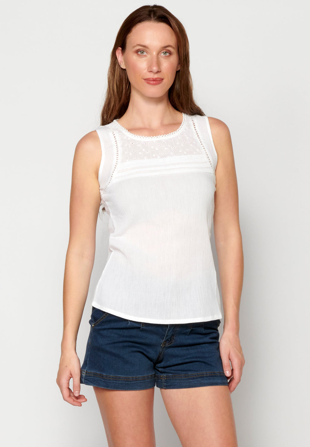 Blusa sin mangas de algodón para mujer | moda actual