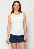 Blusa sin mangas de algodón para mujer | moda actual