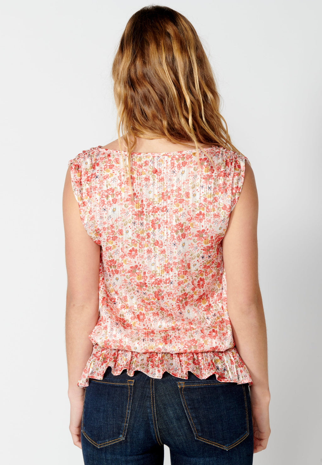 Blusa fluida sin mangas estampado floral multicolor para mujer | moda actual