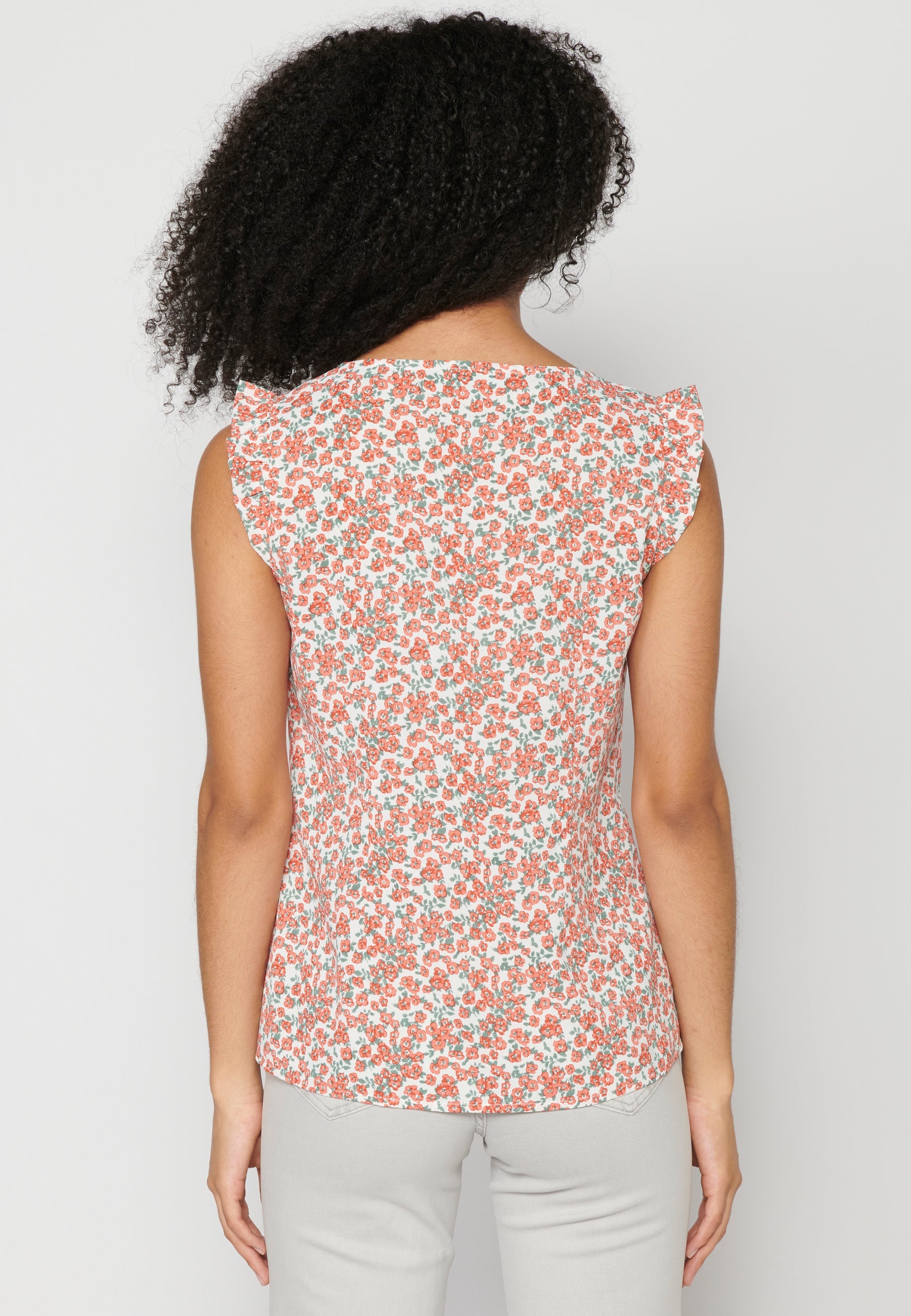 Blusa sin mangas fluida con estampado floral multicolor para mujer | moda actual