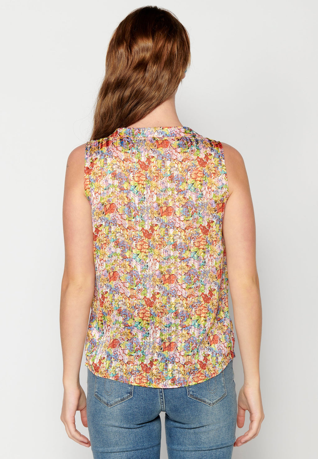 Blusa sin mangas fluida multicolor para mujer | moda actual