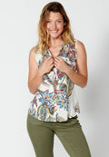 Blusa sin mangas con estampado floral multicolor para mujer | moda actual