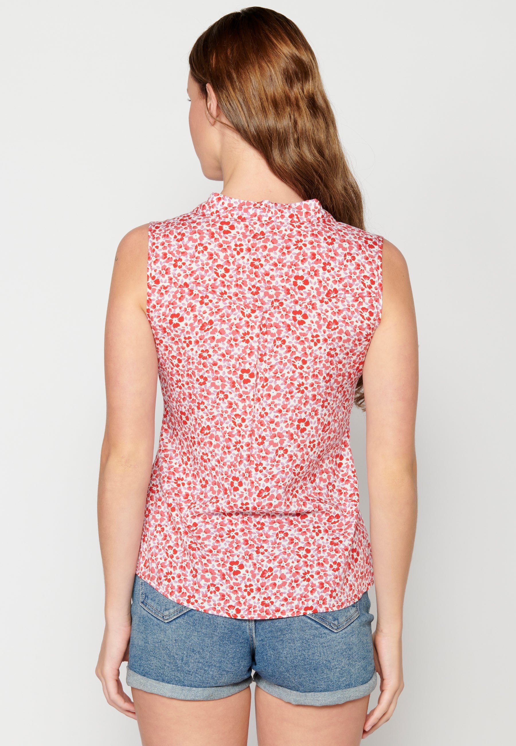 Blusa sin mangas con estampado floral multicolor para mujer | moda actual