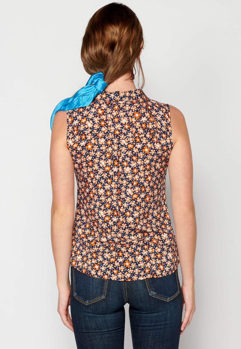Blusa sin mangas con estampado floral multicolor para mujer | moda actual