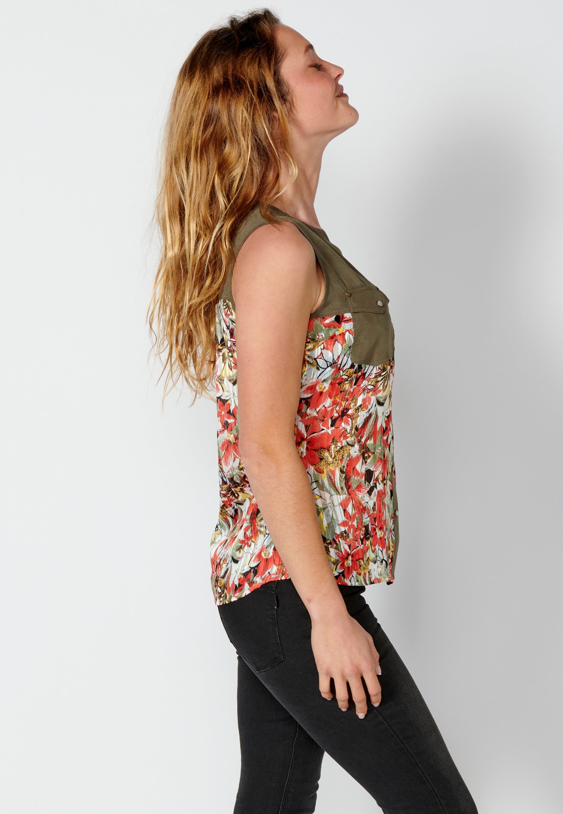 Blusa sin mangas con estampado floral para mujer | moda actual