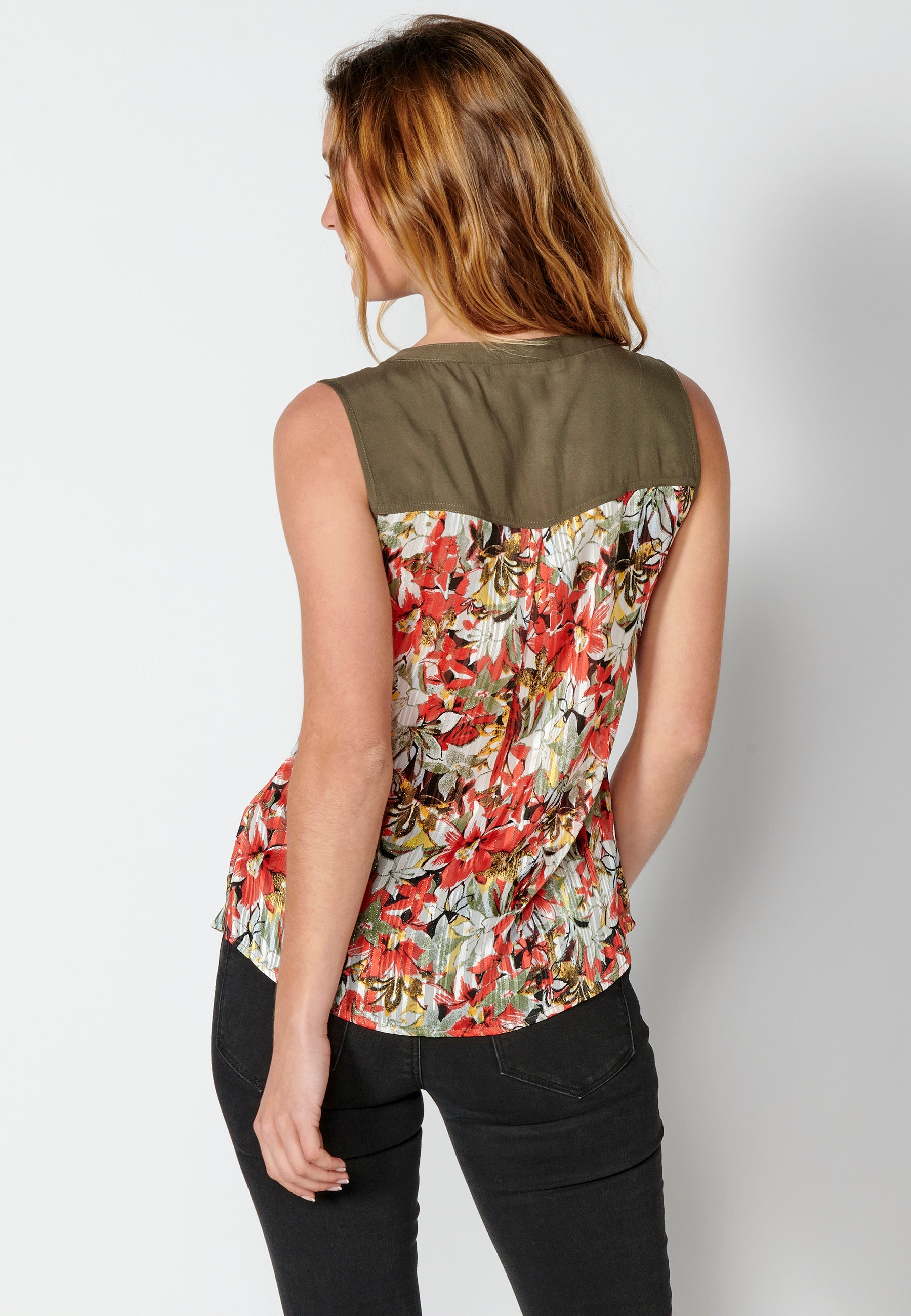Blusa sin mangas con estampado floral para mujer | moda actual