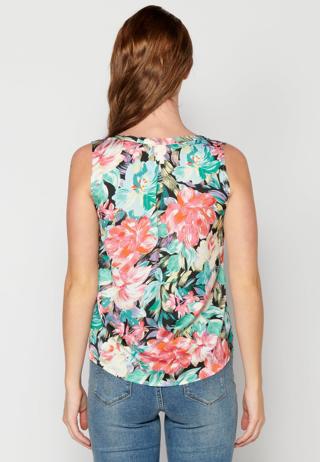 Blusa fluida sin mangas multicolor para mujer | moda actual