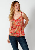 Blusa de tirantes con estampado floral satinado para mujer | moda actual