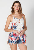 Blusa fluida de tirantes con estampado étnico floral para mujer | moda actual