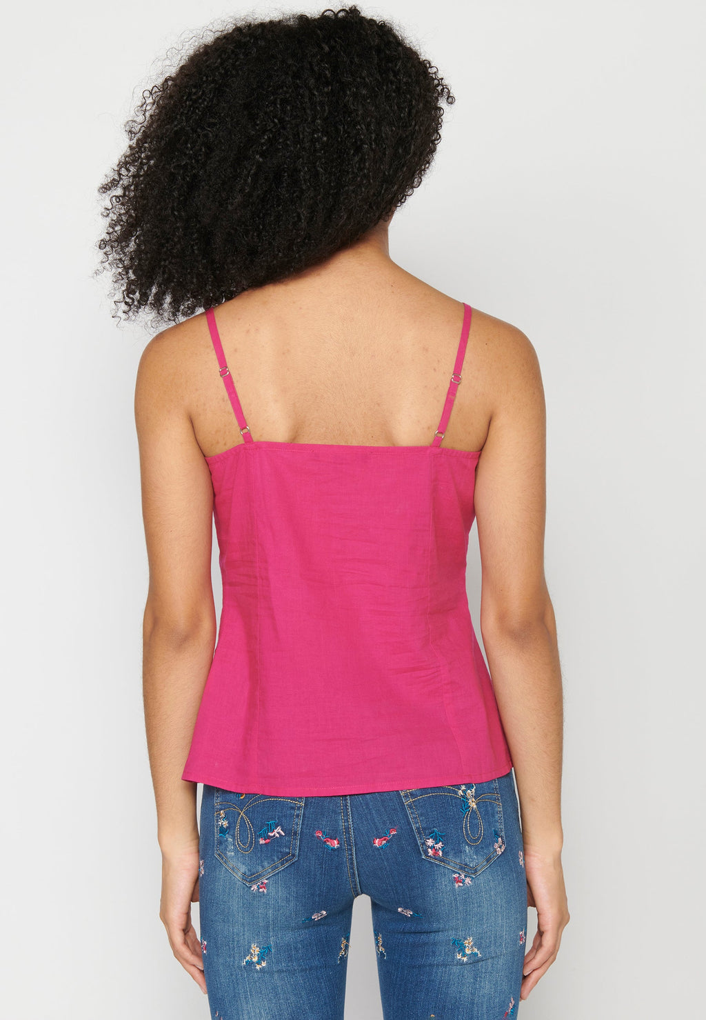 Blusa con tirantes ajustables de algodón para mujer | moda actual