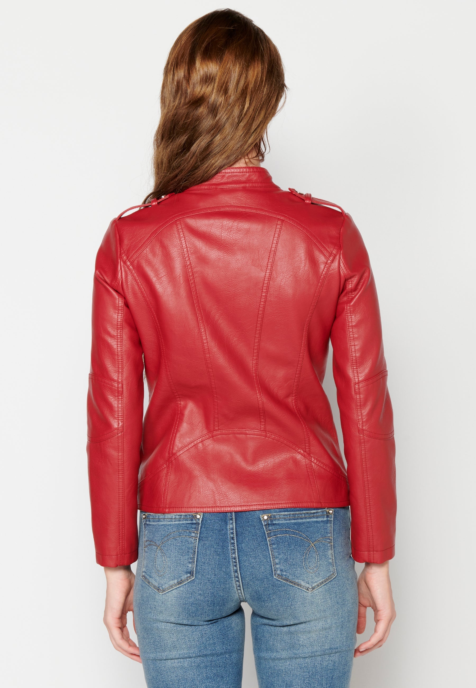 Cazadora efecto piel para mujer con cuello mao – Koroshi 2312JA10