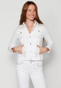 Cazadora vaquera denim blanco mujer bordado floral – Koroshi