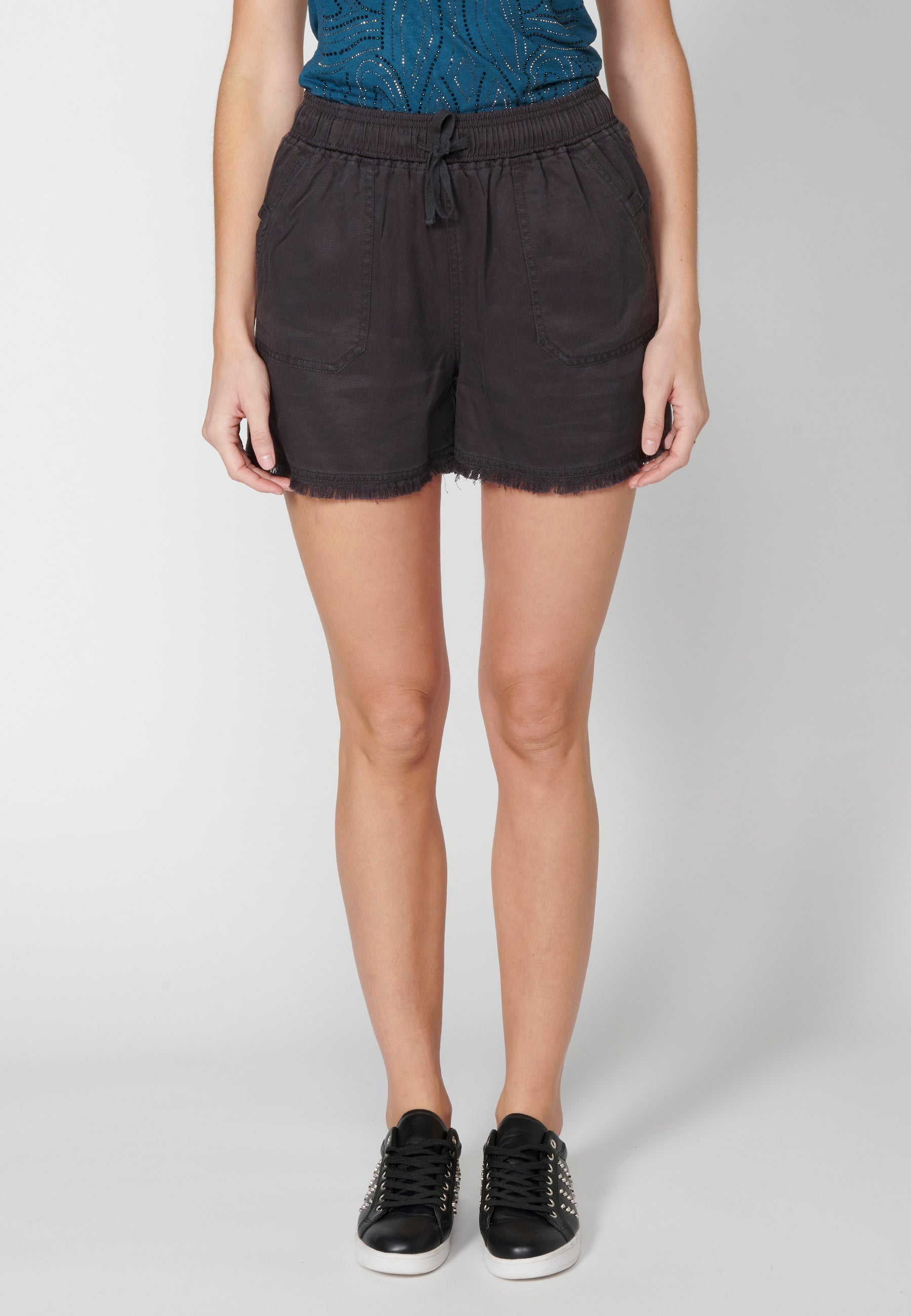 Pantalón corto short con cintura de goma ajustable para mujer | moda actual