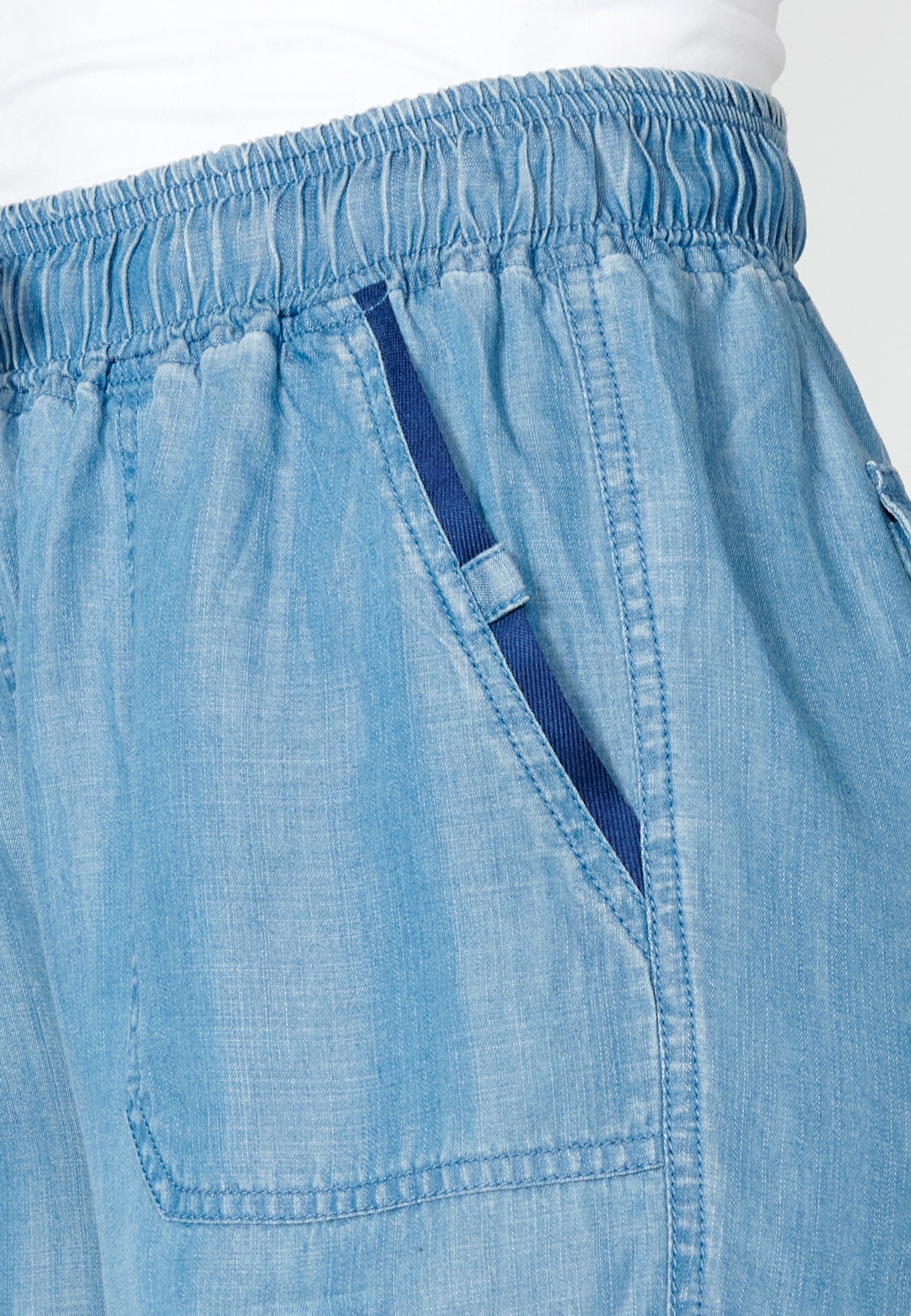 Pantalón corto short con cintura de goma ajustable para mujer | moda actual