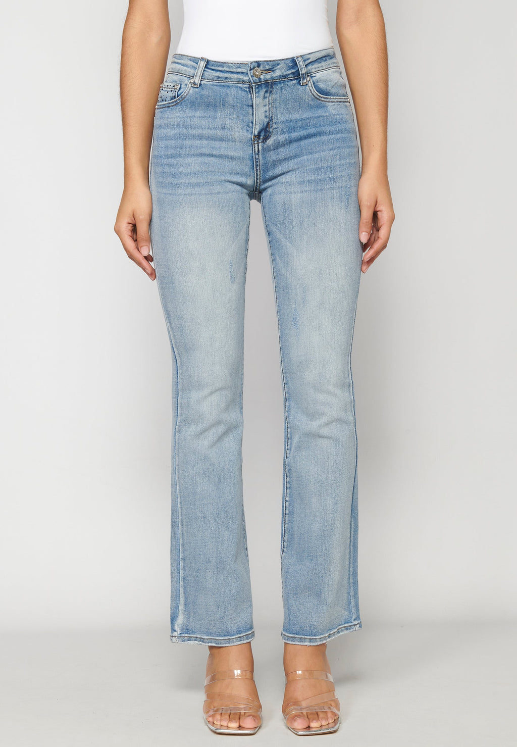 Pantalón largo straigth push up medio para mujer | moda actual