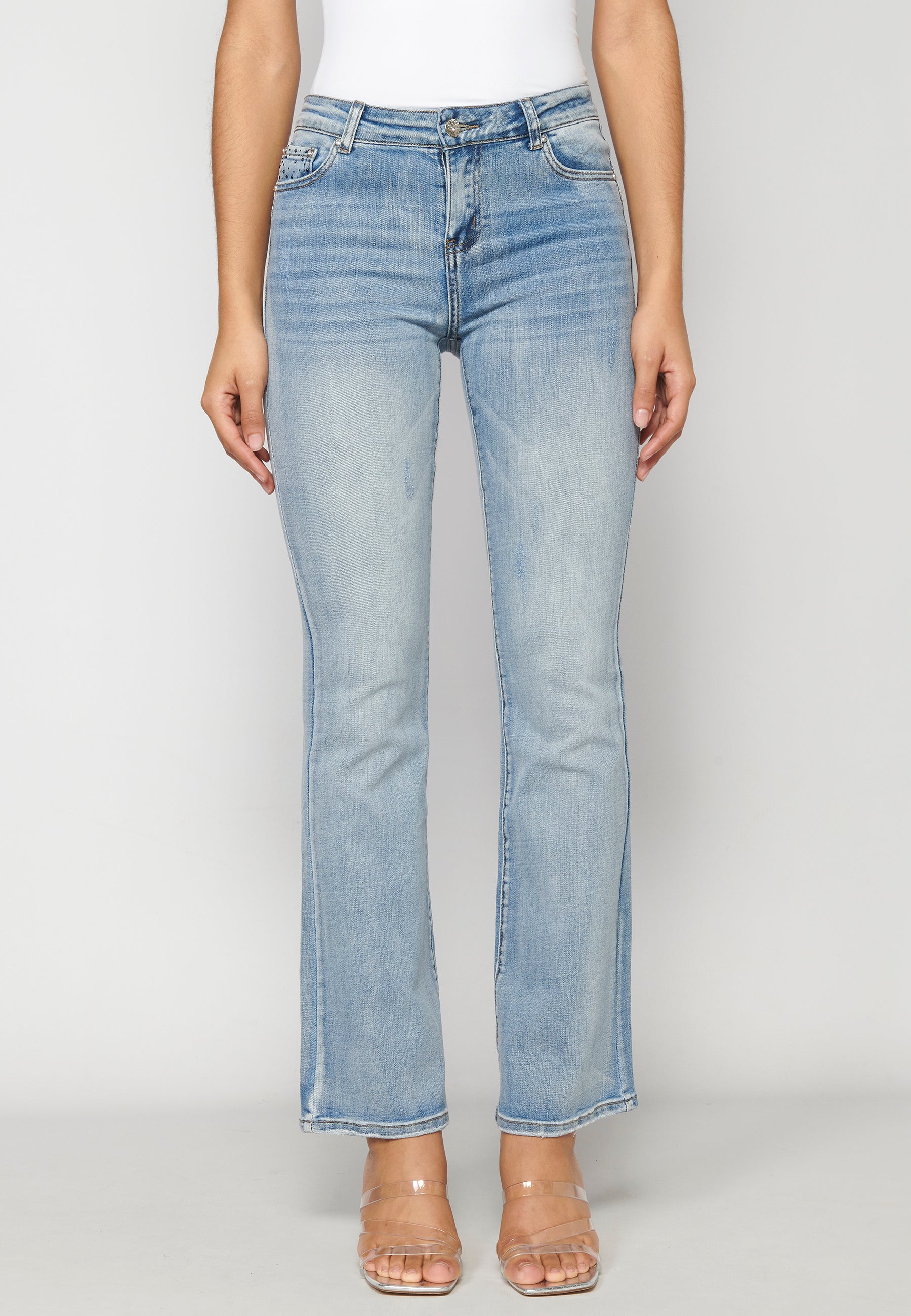 Pantalón largo straigth push up medio para mujer | moda actual