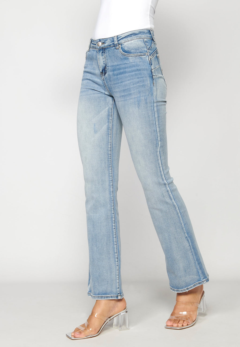 Pantalón largo straigth push up medio para mujer | moda actual