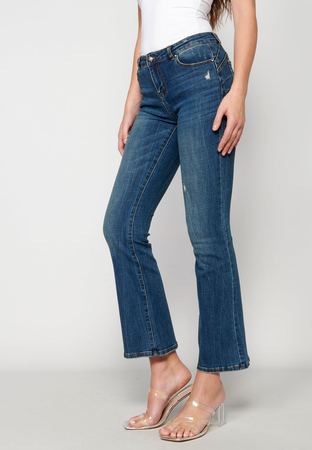 Pantalón largo straigth push up medio para mujer | moda actual