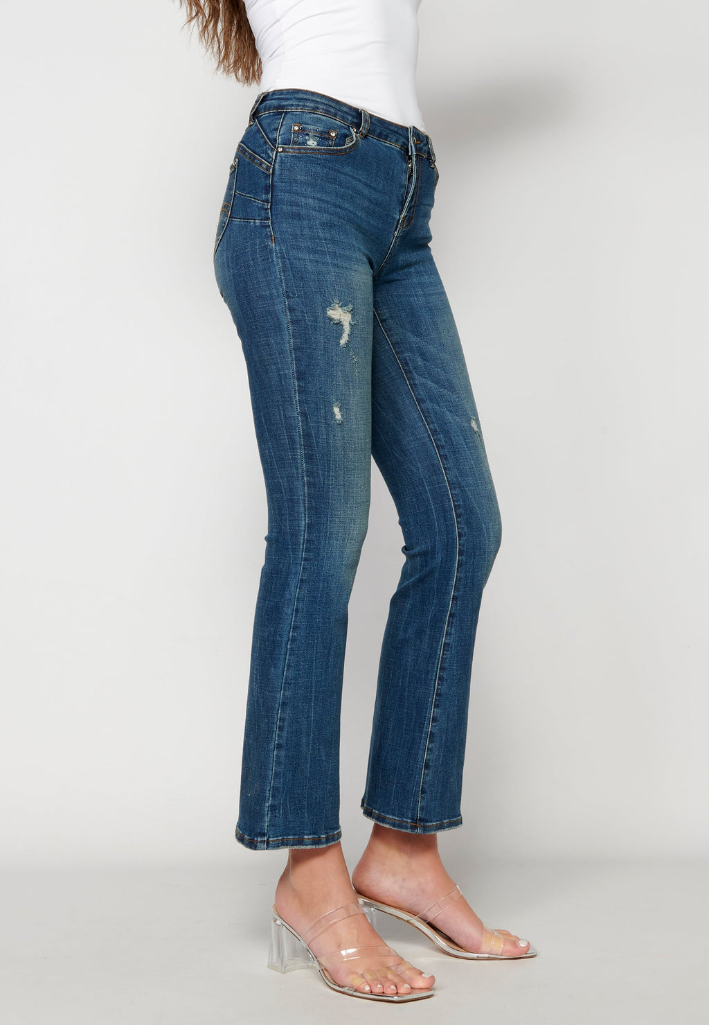 Pantalón largo straigth push up medio para mujer | moda actual