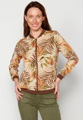 Blusa cremallera manga larga transparencia estampado floral mujer