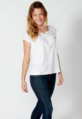 Camiseta top manga corta de algodón con escote corazón para mujer | moda actual