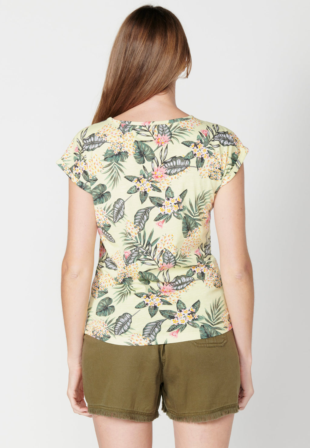 Top de manga corta de algodón con estampado floral para mujer | moda actual