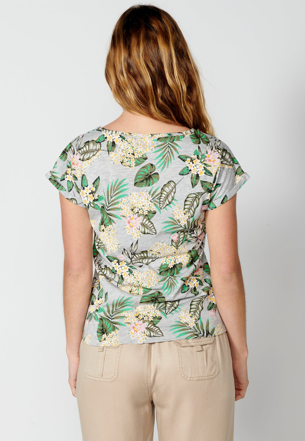 Top de manga corta de algodón con estampado floral para mujer | moda actual