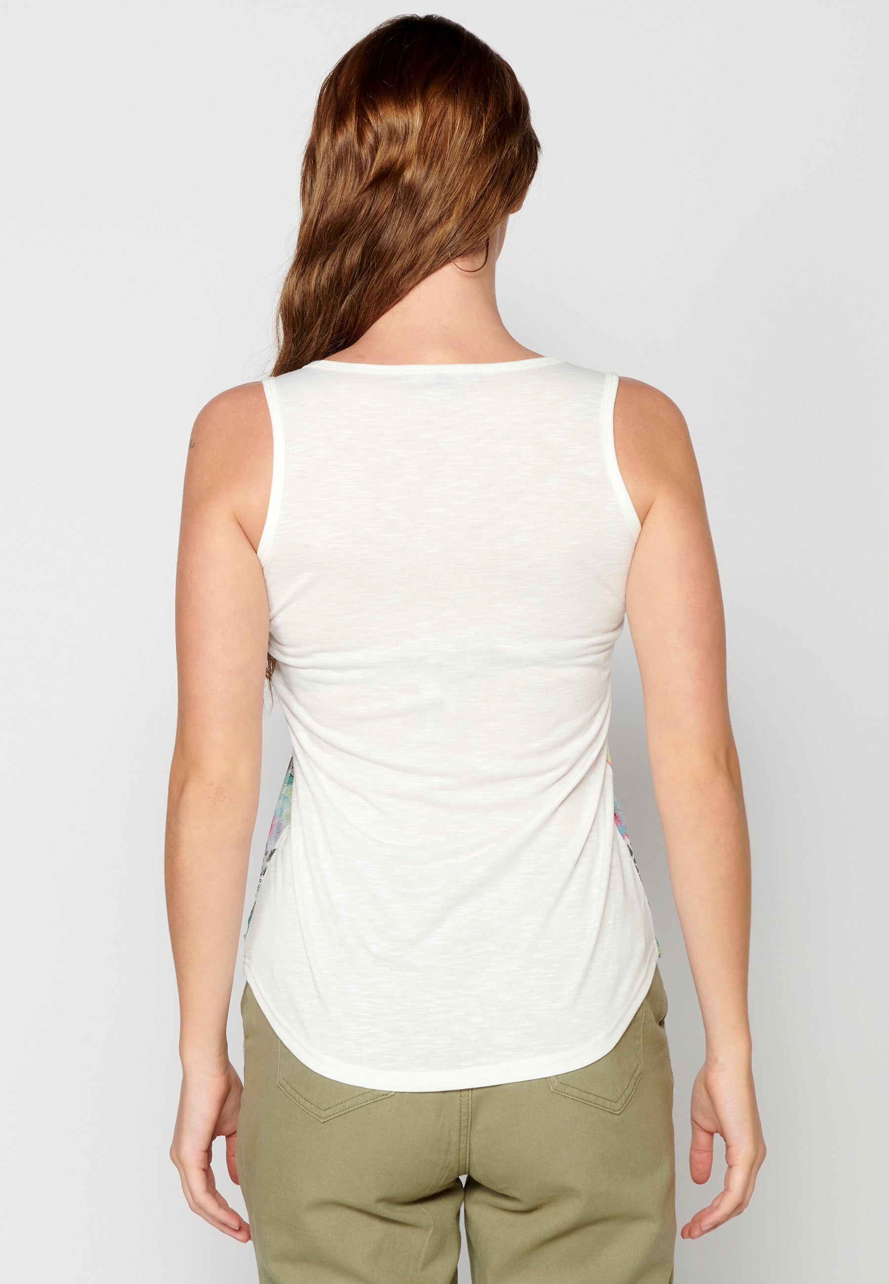 Camiseta top tirantes con estampado floral para mujer | moda actual