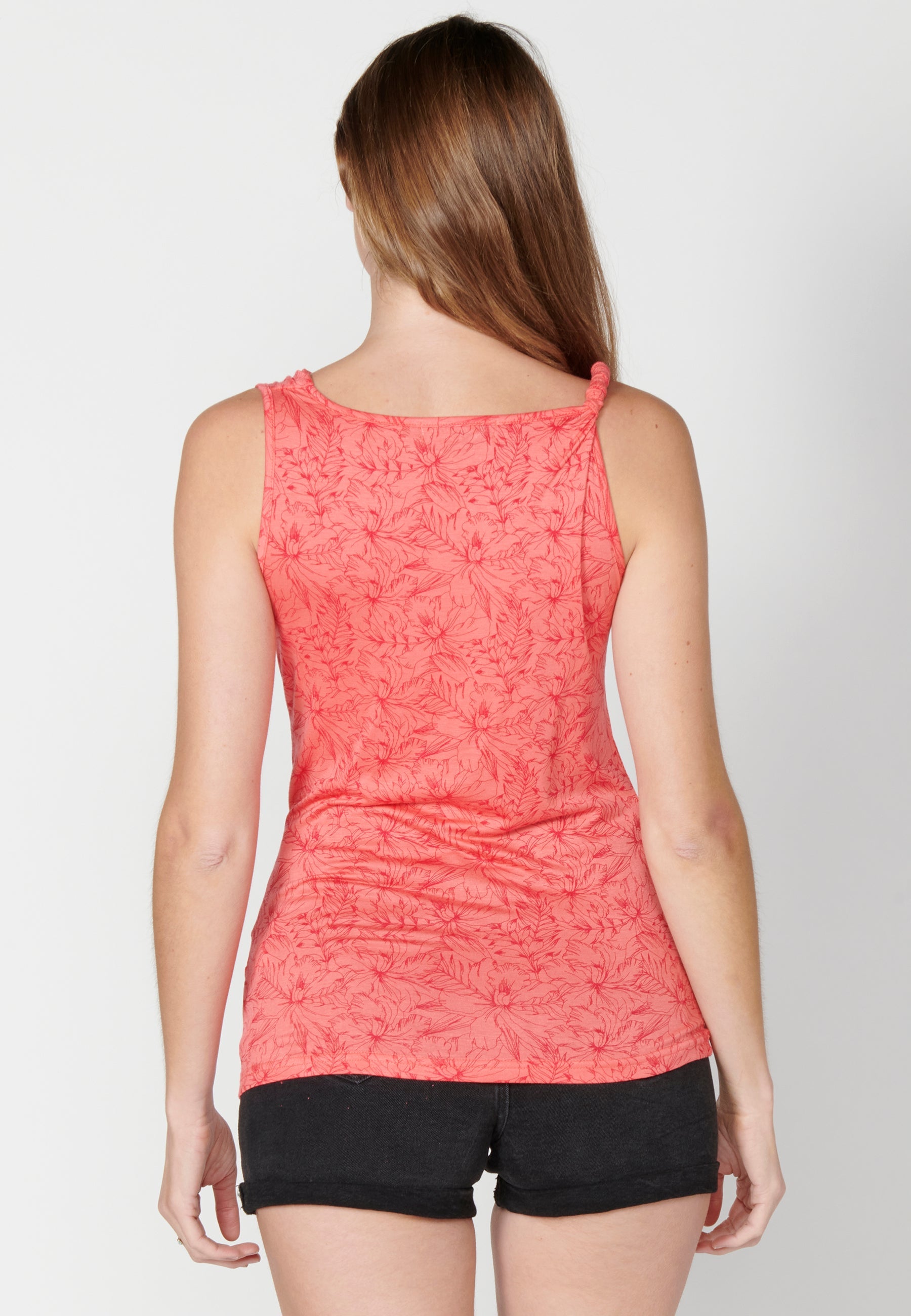 Top de tirantes con escote holgado y estampado floral para mujer | moda actual