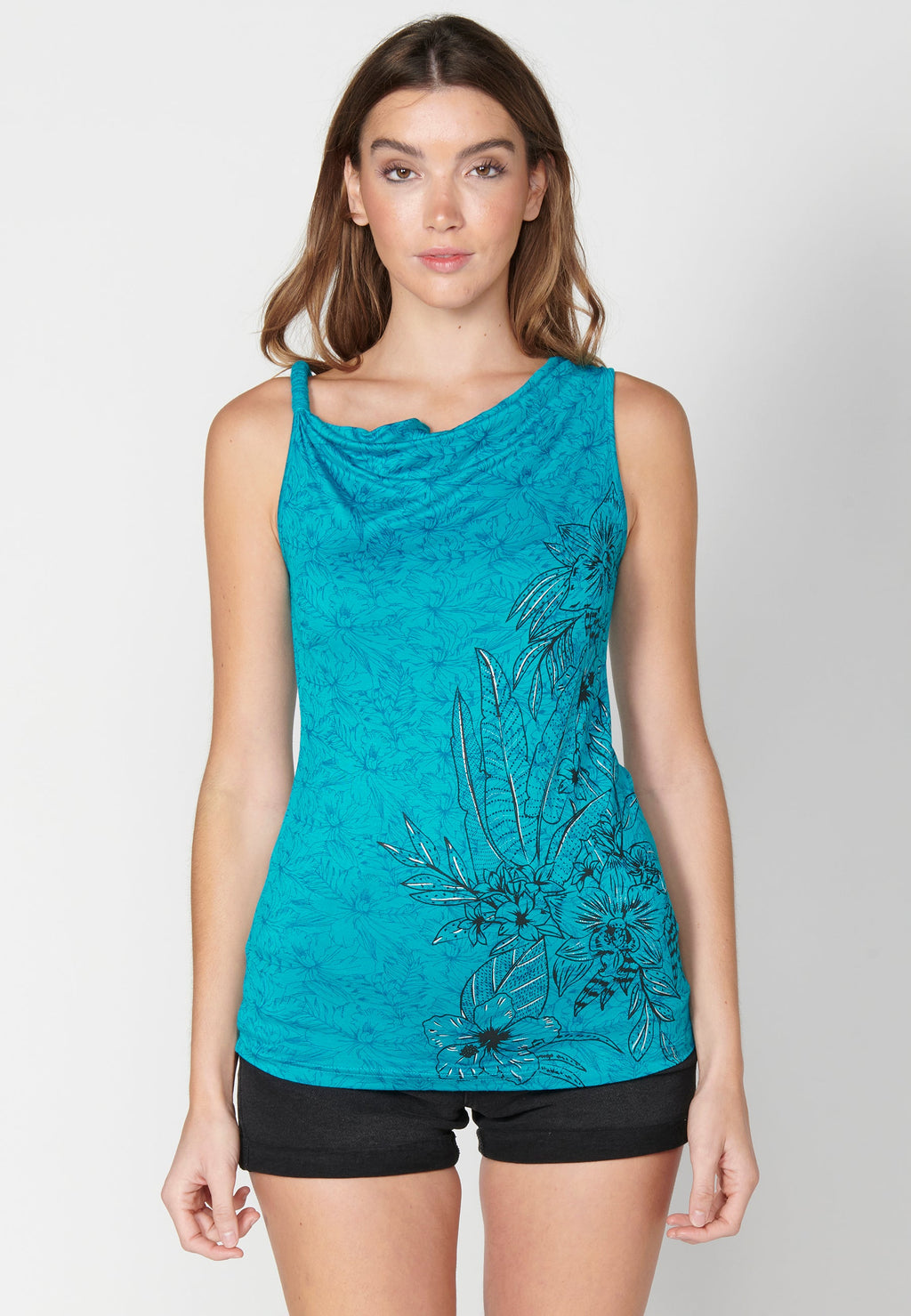 Top de tirantes con escote holgado y estampado floral para mujer | moda actual