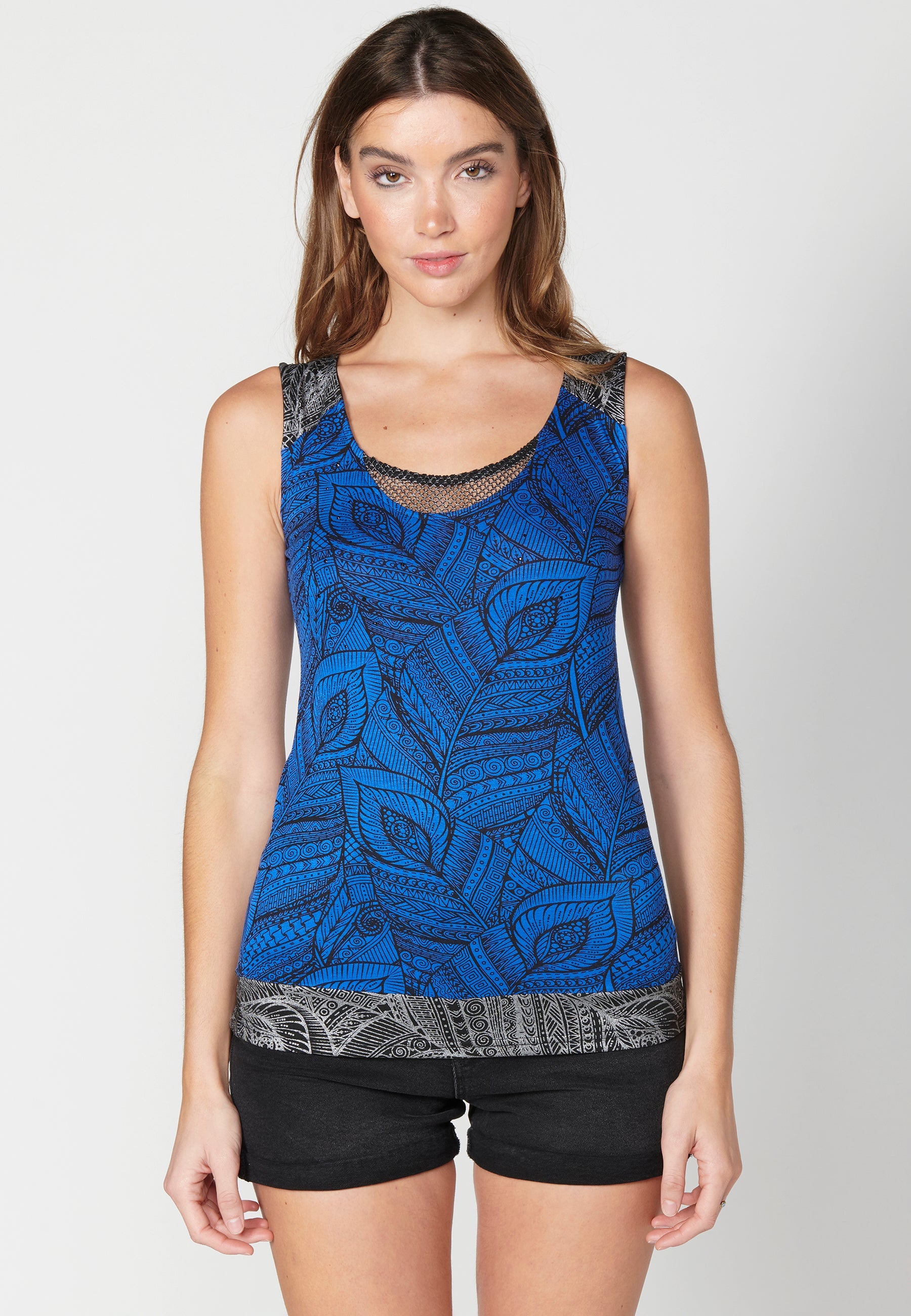 Camiseta top de tirantes con estampado étnico para mujer | moda actual