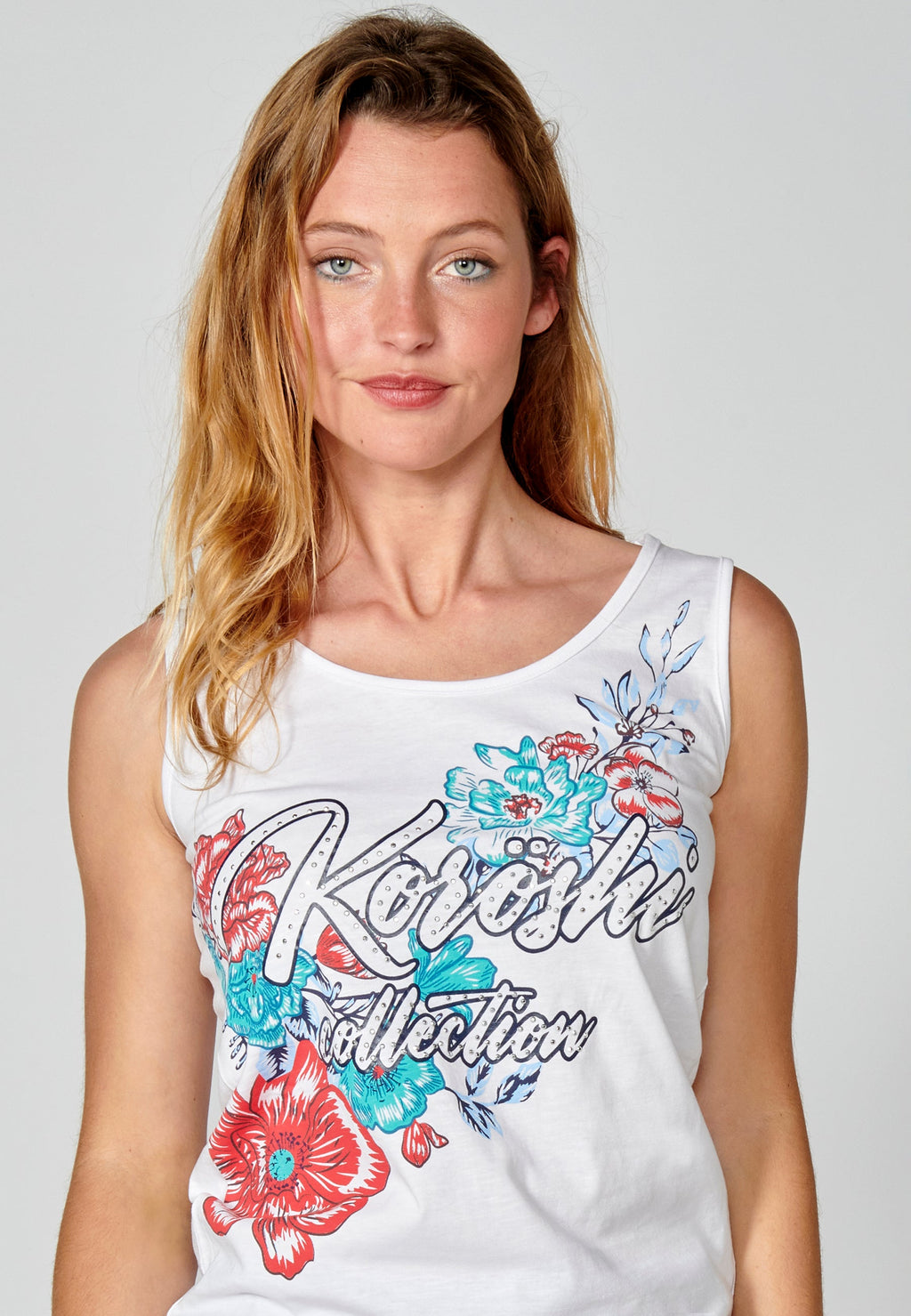 Top de tirantes de algodón con estampado floral para mujer | moda actual