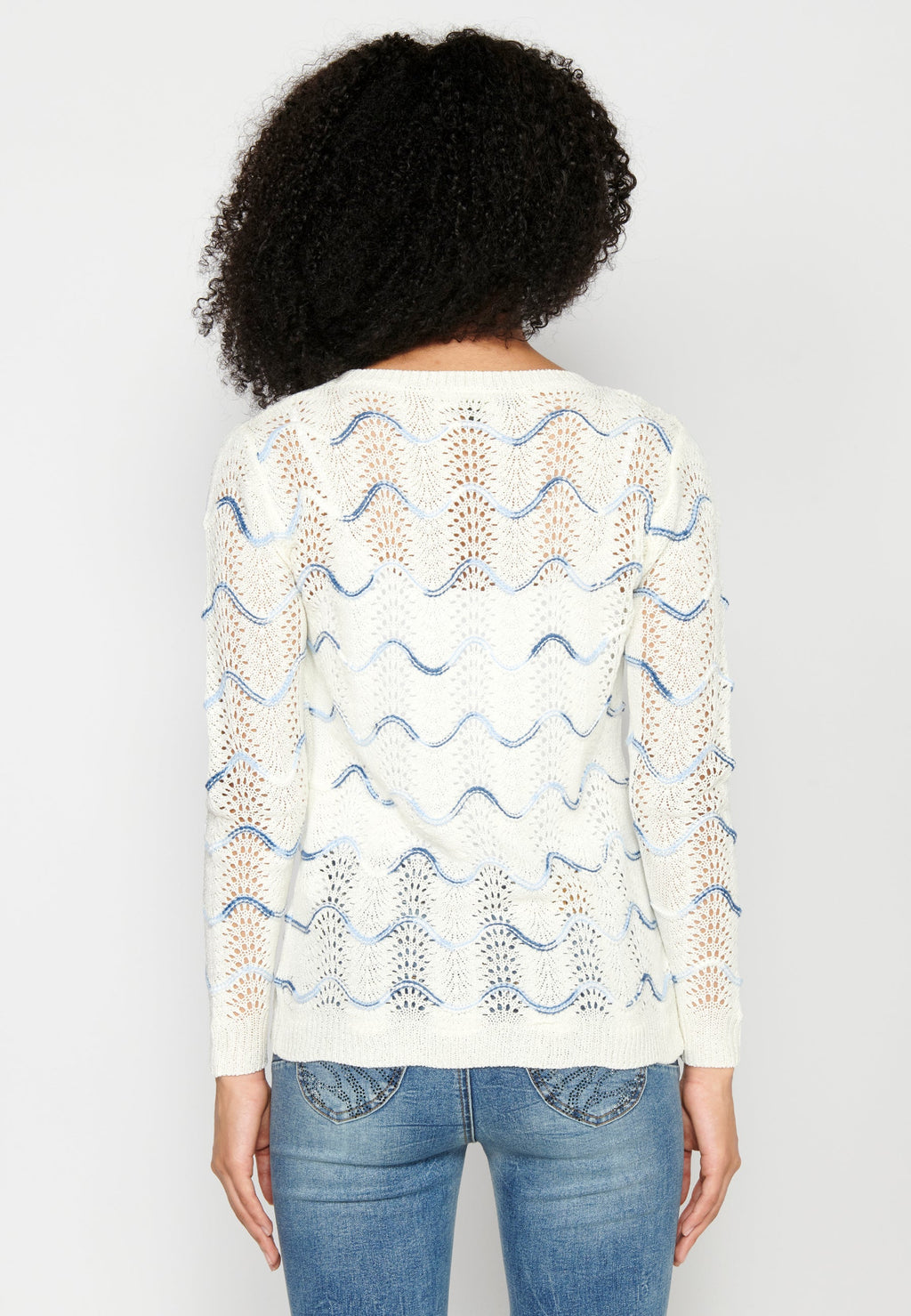 Jersey tricot manga larga con detalles marineros de mujer | moda actual