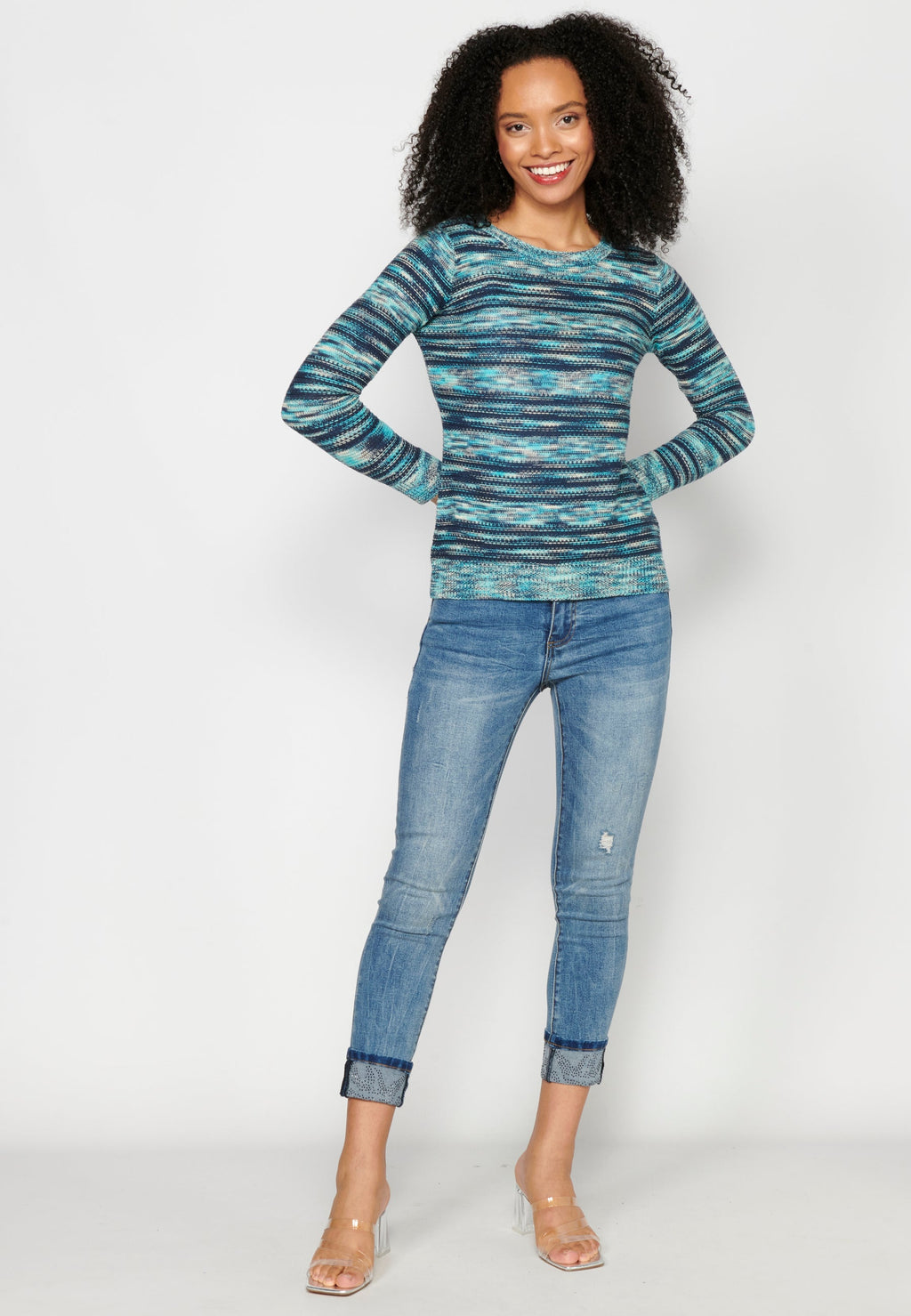 Jersey tricot de punto y cuello redondo para mujer | moda actual